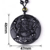 TCC™ Natural Hand Carved Black Obsidian Ganesha Pendant